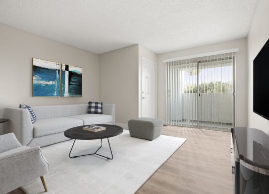 a living room with a couch coffee table and a tv